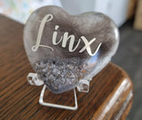 ASH AND FUR pet memorial palm stone heart made from Eco friendly resin, cremation gift keepsake in a choice of colours