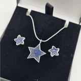 MEMORIAL "NIGHT SKY" STAR JEWELRY SET//Solid Sterling Silver and Eco Resin Star Pendant and Stud Earrings