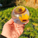 Lock of hair sunflower memorial keepsake ball paperweight or globe table lamp