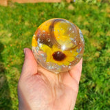 Lock of hair sunflower memorial keepsake ball paperweight or globe table lamp