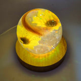 Lock of hair sunflower memorial keepsake ball paperweight or globe table lamp