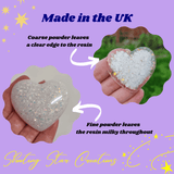 Chunky Breastmilk heart keepsake with a choice of opal glitters, Breast milk ornament