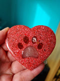 Resin ink swirl paw print heart, pet memorial ash urn keepsake