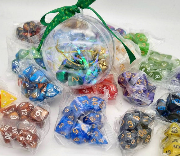7 DICE CHRISTMAS BAUBLE// Mystery Dice Set Christmas Tree Decoration, Geeky Gifts,