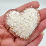 Chunky Breastmilk heart keepsake with a choice of opal glitters, Breast milk ornament