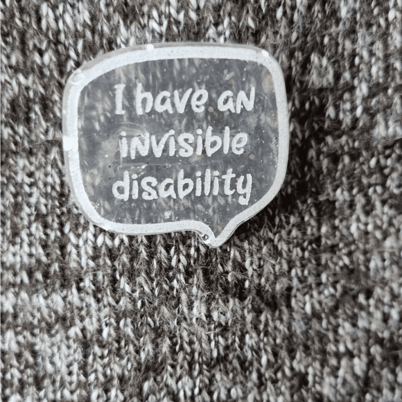 Neurodivergent slogan speech bubble badges and keychains - invisible disability, social anxiety