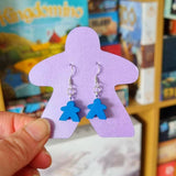 Mini Meeple earrings in various colours, geeky board game earrings