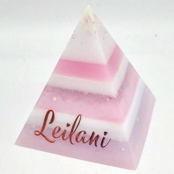 8cm Breastmilk mini pyramid keepsake with a choice of opal glitters, new mom gift