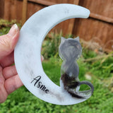 Night sky crescent moon CAT MEMORIAL KEEPSAKE// Eco resin cat ash and fur memorial