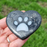 Paw print heart pet memorial, pet bereavement gift, ash urn keepsake for pet loss