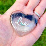 Lock of pet fur palm stone memorial heart, Eco friendly resin