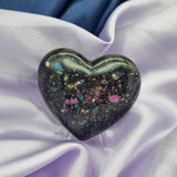 Night sky Ecopoxy resin palm stone heart, ash memorial urn, the perfect bereavement gift