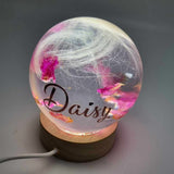 Lock of hair / fur memorial keepsake ball paperweight or globe table lamp