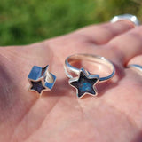 STERLING SILVER NIGHT SKY MEMORIAL STAR BEAD for charm bracelet - in a choice of colours, Memorial keepsake