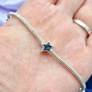 STERLING SILVER NIGHT SKY MEMORIAL STAR BEAD for charm bracelet - in a choice of colours, Memorial keepsake