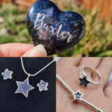 STERLING SILVER NIGHT SKY MEMORIAL STAR BEAD for charm bracelet - in a choice of colours, Memorial keepsake