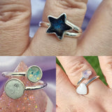 MEMORIAL ASH NIGHT SKY RING// Solid Sterling Silver and Eco Resin Star Ring Keepsake