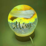 LOCK OF HAIR SUNFLOWER GLOBE MEMORIAL PAPERWEIGHT/LAMP