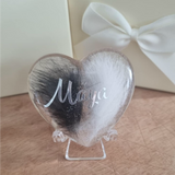 FUR PALM STONE HEART, PET MEMORIAL KEEPSAKE