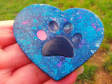 Paw print heart pet memorial, pet bereavement gift, ash urn keepsake for pet loss