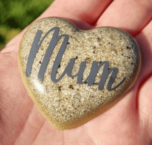 Resin palm stone memorial urn heart in a choice of colours, ash keepsake