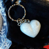 Breastmilk inclusion ecopoxy heart keychain with a choice of glitter or metallic leaf