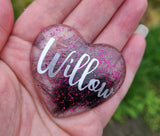 Lock of pet fur palm stone memorial heart, Eco friendly resin