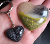 Resin ash keychain memorial urn heart in a choice of colours, ash keepsake keyring