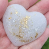 Breastmilk inclusion palmstone heart keepsake with metallic leaf, breastmilk jewelry