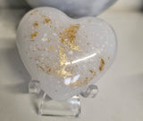 Breastmilk inclusion palmstone heart keepsake with metallic leaf, breastmilk jewelry