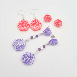 GEEKY D20 DICE EARRINGS// Various styles and colours