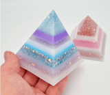 15cm Breastmilk pyramid keepsake with a choice of opal glitters, new mom gift