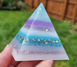 8cm Breastmilk mini pyramid keepsake with a choice of opal glitters, new mom gift