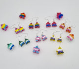 LGBTQA+ MEEPLE JEWELRY// Queer Board Gamer Gift, Pride flag earrings and pendants made to order in your colours