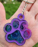 LARGE PAW PRINT KEYCHAIN in choice of colours and styles, Pet memorial ash keepsake