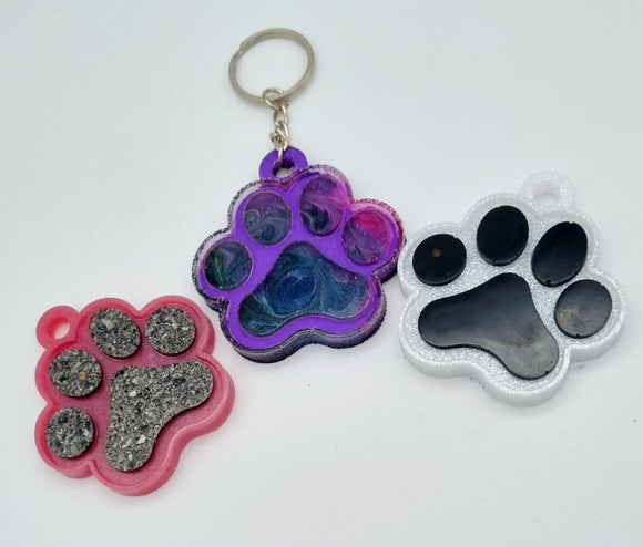 LARGE PAW PRINT KEYCHAIN in choice of colours and styles, Pet memorial ash keepsake