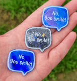 Neurodivergent slogan speech bubble badges and keychains - invisible disability, social anxiety