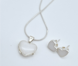 BREASTMILK HEART LOCKET JEWELRY SET// Solid Sterling Silver Pendant and Stud Earrings