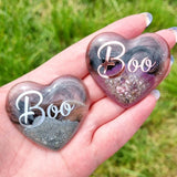 ASH AND FUR pet memorial palm stone heart made from Eco friendly resin, cremation gift keepsake in a choice of colours