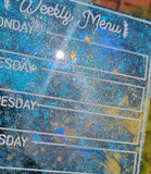 Magnetic Night Sky RESIN MENU BOARD// Wipe clean weekly meal planner