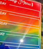 Rainbow RESIN MENU BOARD// Magnetic wipe clean weekly meal planner