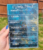 Magnetic Night Sky RESIN MENU BOARD// Wipe clean weekly meal planner