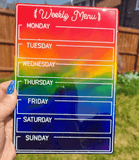 Rainbow RESIN MENU BOARD// Magnetic wipe clean weekly meal planner