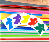 6cm vinyl meeple sticker decals in various colours