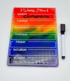 Rainbow RESIN MENU BOARD// Magnetic wipe clean weekly meal planner