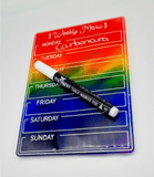 Rainbow RESIN MENU BOARD// Magnetic wipe clean weekly meal planner