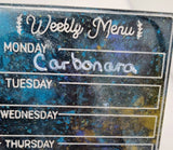 Magnetic Night Sky RESIN MENU BOARD// Wipe clean weekly meal planner