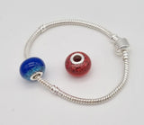 Silver Cremation Ash bead charm bracelet in a choice of colours, Memorial keepsake