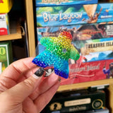 Iron on vinyl RAINBOW MEEPLE STICKER// board game heat transfer patch