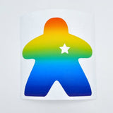 Adhesive vinyl RAINBOW MEEPLE STICKER// board game bumper sticker